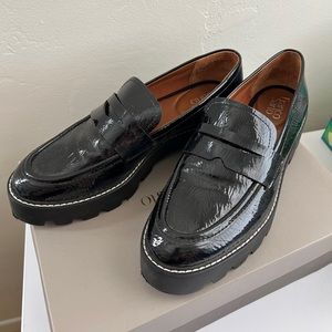 Franco Sarto Balin black patent PU leather loafer
